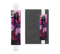 White Leather Pen Holder Bookmark YYHWHJDE Pink Flower Purple Butterfly Prints Adjustable Elastic Band 8.3-1.8 inch for notebooks Diaries Hardcover Journal