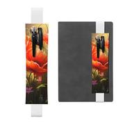 White Leather Pen Holder Bookmark YYHWHJDE Poppies in Bloom Picture Adjustable Elastic Band 8.3-1.8 in Suitable for Most notebooks Diaries