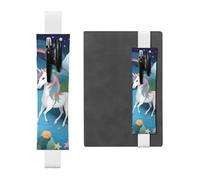 White Leather Pen Holder Bookmark YYHWHJDE Running Unicorns Picture Adjustable Elastic Band 8.3-1.8 in Suitable for Most notebooks Diaries