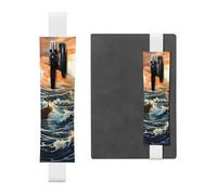 White Leather Pen Holder Bookmark YYHWHJDE Sea and Sail Printing Adjustable Elastic Band 8.3-1.8 in Suitable for Most notebooks Diaries