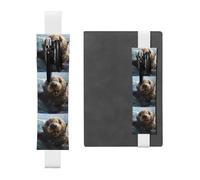 White Leather Pen Holder Bookmark YYHWHJDE Sea Otter Prints Adjustable Elastic Band 8.3-1.8 inch for notebooks Diaries Hardcover Journal