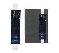 White Leather Pen Holder Bookmark YYHWHJDE Serene Blue Night View Printing Adjustable Elastic Band 8.3-1.8 in Suitable for Most notebooks Diaries