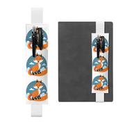 White Leather Pen Holder Bookmark YYHWHJDE Smiling Fox Printing Adjustable Elastic Band 8.3-1.8 in Suitable for Most notebooks Diaries