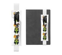 White Leather Pen Holder Bookmark YYHWHJDE Striped Dog Holding a Flower Printing Adjustable Elastic Band 8.3-1.8 in Suitable for Most notebooks Diaries