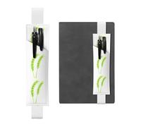 White Leather Pen Holder Bookmark YYHWHJDE Swaying Green Wheat Ears Printing Adjustable Elastic Band 8.3-1.8 in Suitable for Most notebooks Diaries