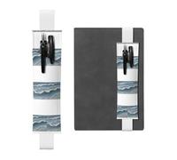 White Leather Pen Holder Bookmark YYHWHJDE The Endless sea Prints Adjustable Elastic Band 8.3-1.8 in for notebooks Diaries Manuals Planners