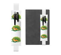 White Leather Pen Holder Bookmark YYHWHJDE The Fox on The Lotus Leaf Printing Adjustable Elastic Band 8.3-1.8 in Suitable for Most notebooks Diaries