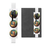 White Leather Pen Holder Bookmark YYHWHJDE The Little Bear on The Planet Printing Adjustable Elastic Band 8.3-1.8 in Suitable for Most notebooks Diaries
