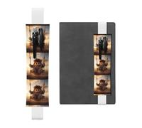 White Leather Pen Holder Bookmark YYHWHJDE The Little Monster on The Swing Printing Adjustable Elastic Band 8.3-1.8 in Suitable for Most notebooks Diaries