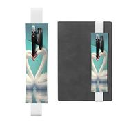 White Leather Pen Holder Bookmark YYHWHJDE The swan in Love Picture Adjustable Elastic Band 8.3-1.8 in Suitable for Most notebooks Diaries