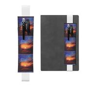 White Leather Pen Holder Bookmark YYHWHJDE Watch The Fields and The Sunset Printing Adjustable Elastic Band 8.3-1.8 in Suitable for Most notebooks Diaries