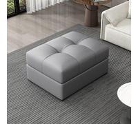 White Leather Storage Bench & Foot Stool - Stylish Pouffe Footrest & Shoe Change Seat for Bedroom & Living Room - Versatile End of Bed & Bathroom Vanity(80x60x43cm)