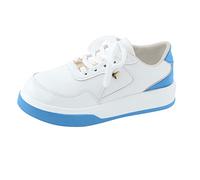 White Leather Trainers Womens Lace up Chunky Shoes Lightweight Wide Fit Wedge Trainers Casual Non-Slip Sneakers Low Top Running Shoes Orthopedic Shoes Round Toe Walking Shoes