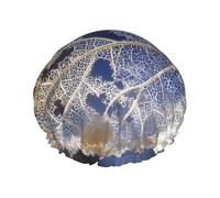 White Leaves Double Layer Shower Cap with Comfort Skin Friendly Design for Hair Protection During Bathing