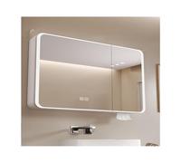 White LED Bathroom Cabinet with Mirror - Multi-Functional Storage for Homes Apartments Hotels - 80x70cm (34.5x27.5in) - Stylish & Space-Saving Design