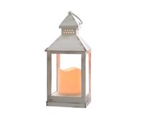 White Led Candle Lantern Lumineo 24Cm Indoor Battery Operated Timer Flame Effect