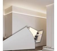 White LED Crown Molding Trim, Decorative LED Strip Light Diffuser Channel, Aluminum Wall Light Profile for Living Room, Indoor Cornice Coving Decor(1m/3.3ft)