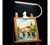 White LED Easel Lamp Clip-On Art Light for Artists - 3 Colour Modes, 10-Level Dimmable Eye-Care Desk Lamp, Flexible 360° Gooseneck, USB Powered for Painting, Drawing, Headboards, Drafting Tables