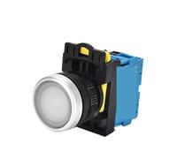 WHITE LED LA36M 22mm 10A LED Momentary Locked Power Push Button On Off With/without Fixation 1Pcs(2NC,LATCHING_6V)