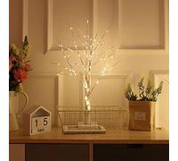 White LED Light Up Artificial Tree For Christmas, Easter, Home Décor And More - Battery Powered Indoor Ornament/Lamp For Tables - Silver Birch Wooden Effect With LED Lights In The Twigs by TRIXES