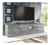 (White LED Lights) Grey 200cm TV Stand Long Unit Cabinet Matt & Gloss Clifton08G LED Lights
