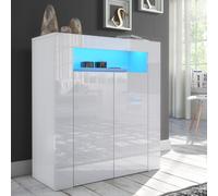 (White LED Lights) White 2-door Sideboard Cabinet Gloss & Matt Cupboard Clifton01 LED Lights