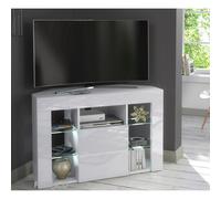 (White LED Lights) White Corner TV Stand 100cm Gloss & Matt Venico02 LED Lights