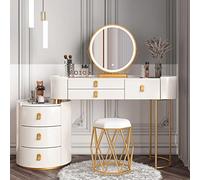 White LED Makeup Vanity Table with Adjustable Mirror Modern Dressing Table with Drawer & Cushioned Stool 47.2" for Bedroom Perfect for Beauty Routine & nization