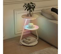 (White) LED Sofa Side Table Modern Living Room End Table
