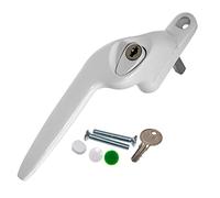 White Left-Hand Yale UPVC Window Handle Cranked Double Glazing Universal Key Locking - 15mm