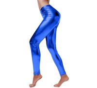 White Leggings Women's Pure Color Stretch Slim Sexy Interest Leather Leggings Jogger (Blue, L)
