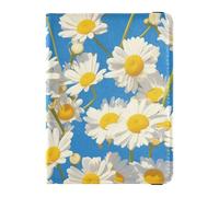 White Lemon Yellow Daisies Flowers Blue Leather Passport Holder Covers Case for travel Vaccine Card Holder Cover Combo Cute Passport Book for women Waterproof