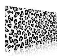 White Leopard Print Gaming Mouse Pad XXL Cute Grey Cheetah Texture Extended Big Large Desk Mat Non-Slip Rubber Base Stitched Edge Long Keyboard Mousepad for PC Computer laptop,35.4×15.7 in
