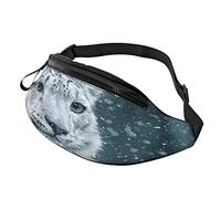 White Leopard Snow Fanny Pack for Women Men Fashion Waist Bag Animals Cute Fierce Funny Cool Belt Bags with Adjustable Strap Casual Bum Bag for Cycling Workout Hiking Traveling Running Sport