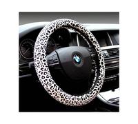 (White Leopard, Type D) Autumn and winter car steering wheel cover leopard print plush cover winter warm non-slip four seasons universal