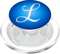 White Letter L on Pretty Blue, First or Last Name Initial PopSockets PopGrip for MagSafe