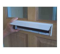 (White) Letterbox Draught Excluder Seal Brush Flap Letter Box Metal Weather Cover