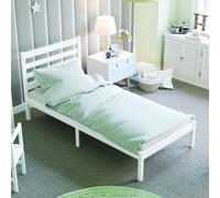 (White) Libra Bed Frame Kids Headboard Slatted Pine Wood