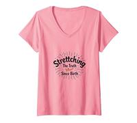 White Lie Humor: Stretching The Truth Since Birth V-Neck T-Shirt, Women, Pink, M