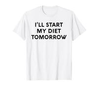 White Lie Ill Start My Diet Tomorrow Party Funny Eating Food T-Shirt
