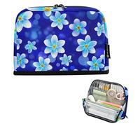 White Light Blue Flowers Storage Pencil Bags Zipper Pencil Pouch Large Pencils Case Boys Pen Bags Teen Girls Animal Art Organizer Back to School Supplies