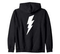 White Lightning Bolt - Minimalist Energy Symbol Zip Hoodie