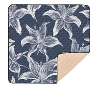 White Lilies Elegant Soft Thick Baby Gym & Activity Mat for Floor Portable Infant Play Activity Mat for Newborns Babies Infants Toddlers, 50'' x 50''