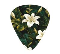 White Lilies On Green Leaves Guitar Picks Gift Set - 12 Smooth Durable Plectrums For Acoustic, Electric & Bass Guitar, Perfect Present For Guitar Lovers & Musicians