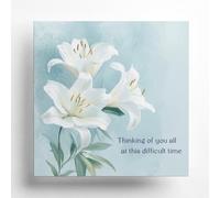 White Lillies With Sympathy Card - Watercolour Style with Sentimental Message Inside - Includes Blue Coloured Envelope