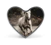 White Lily Bouquet Lapel Pin Fashion Brooch Pin Cute Button Badges Heart Shape Button Pins Enamel Pins Metal Pinback for Hat Shirt Clothing Bags Decoration, Horse Running by the Water, Love form