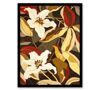 White Lily Flower Autumn Dream Floral Fever Framed Art Print Artery8 Yellow W12 inch x H16 inch