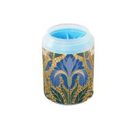 White Lily Flower Blue Luxury Gold Print Portable Pet Foot Paws Washer Silicone Brush Soft Feet Bathing Brush for Cats Dogs