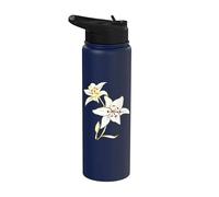 White Lily Flower Petals Blooming Artistic Flower Lover Stainless Steel Insulated Water Bottle