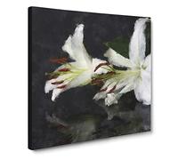 White Lily Flowers Canvas Print | Gallery Wrapped 30mm Frame Wall Art | 14x14 inches | Ready to Hang | Modern Floral Picture | Living Room Bedroom Lounge Office